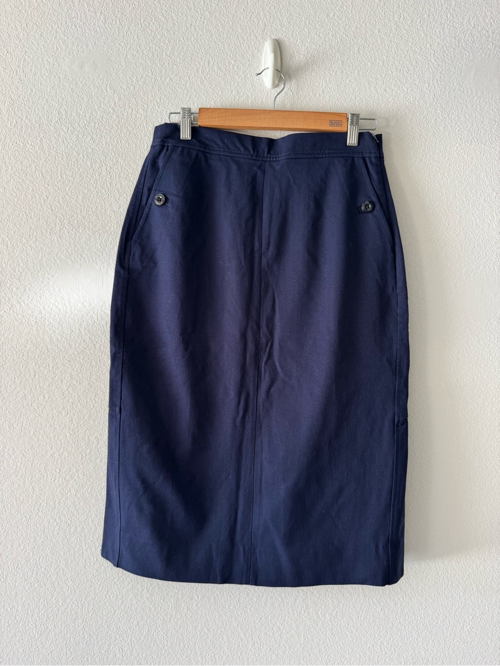 J. Crew Navy Button-Pocket Pencil Skirt